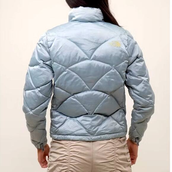 North Face Baby Blue 550 Goose Down Y2K Puffer Jacket size Large - Picture 16 of 16